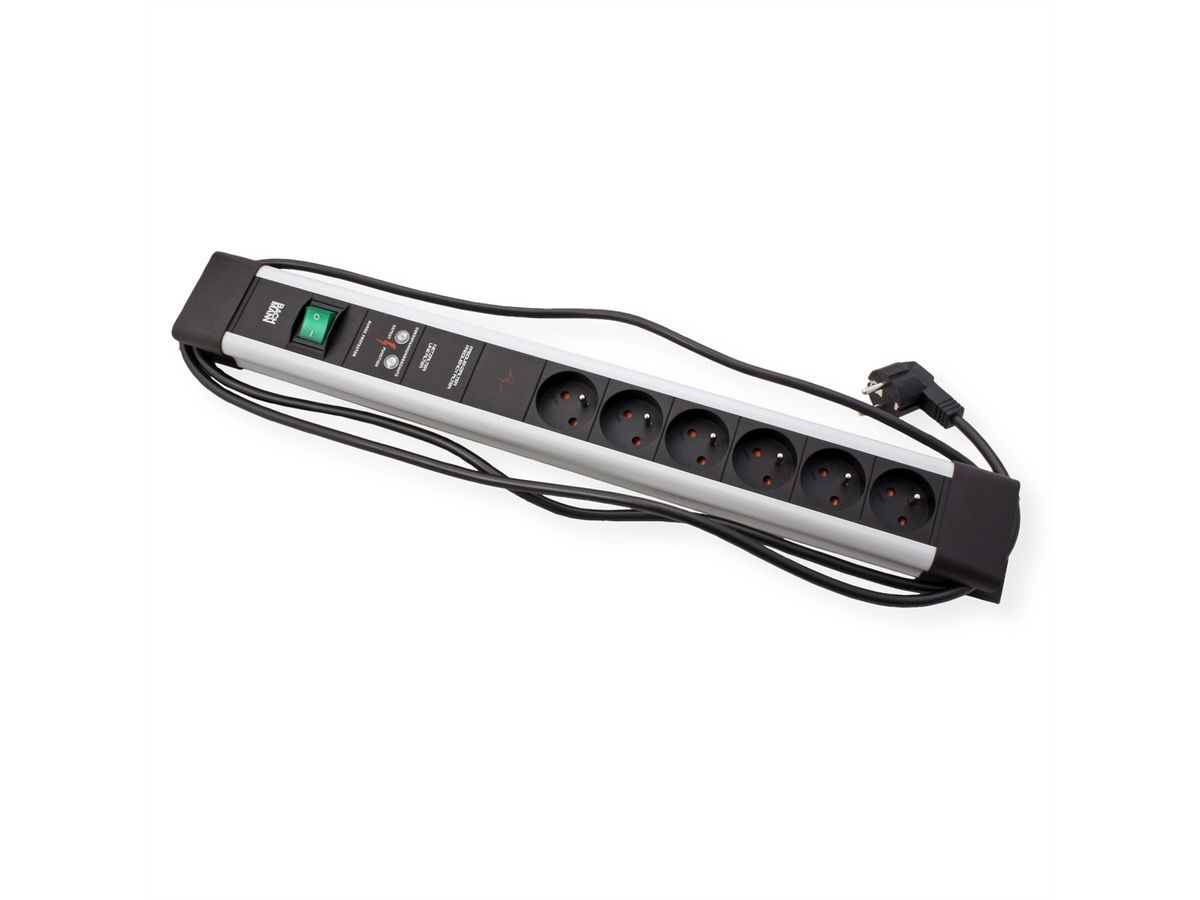 BACHMANN CONNECTUS 6xUTE , 1xGVS 1xinterrupteur 2,0m CEE7/7 gris