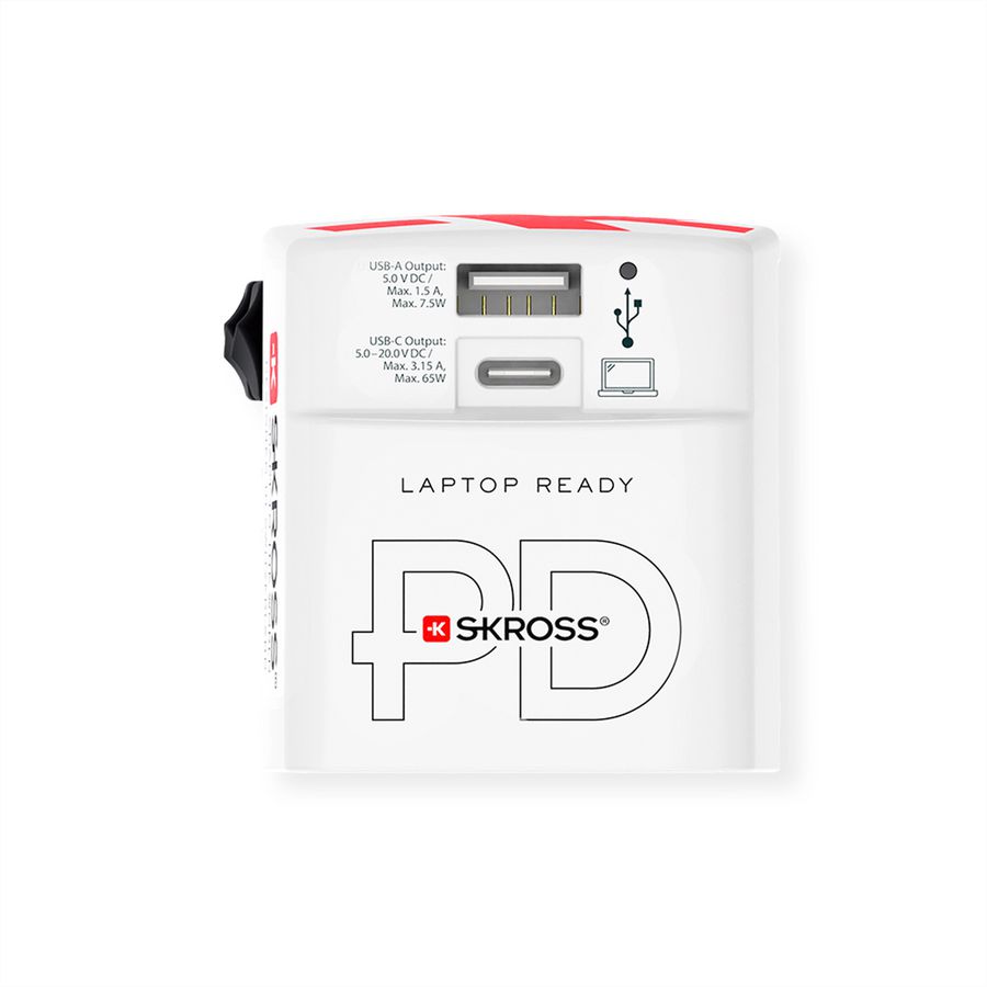 SKROSS Chargeur USB universel A/C 65PD avec câble USB-C, monde
