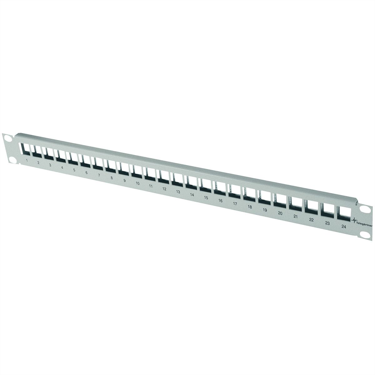 TELEGÄRTNER Panneau avant 19" 1 HE, sans borne de mise à la terre., pour panneau 24x RJ45, vide