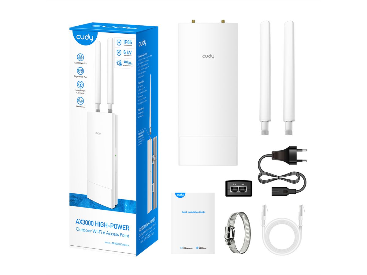CUDY AP3000 Point d'accès WiFi 6 Outdoor AX3000 High Power