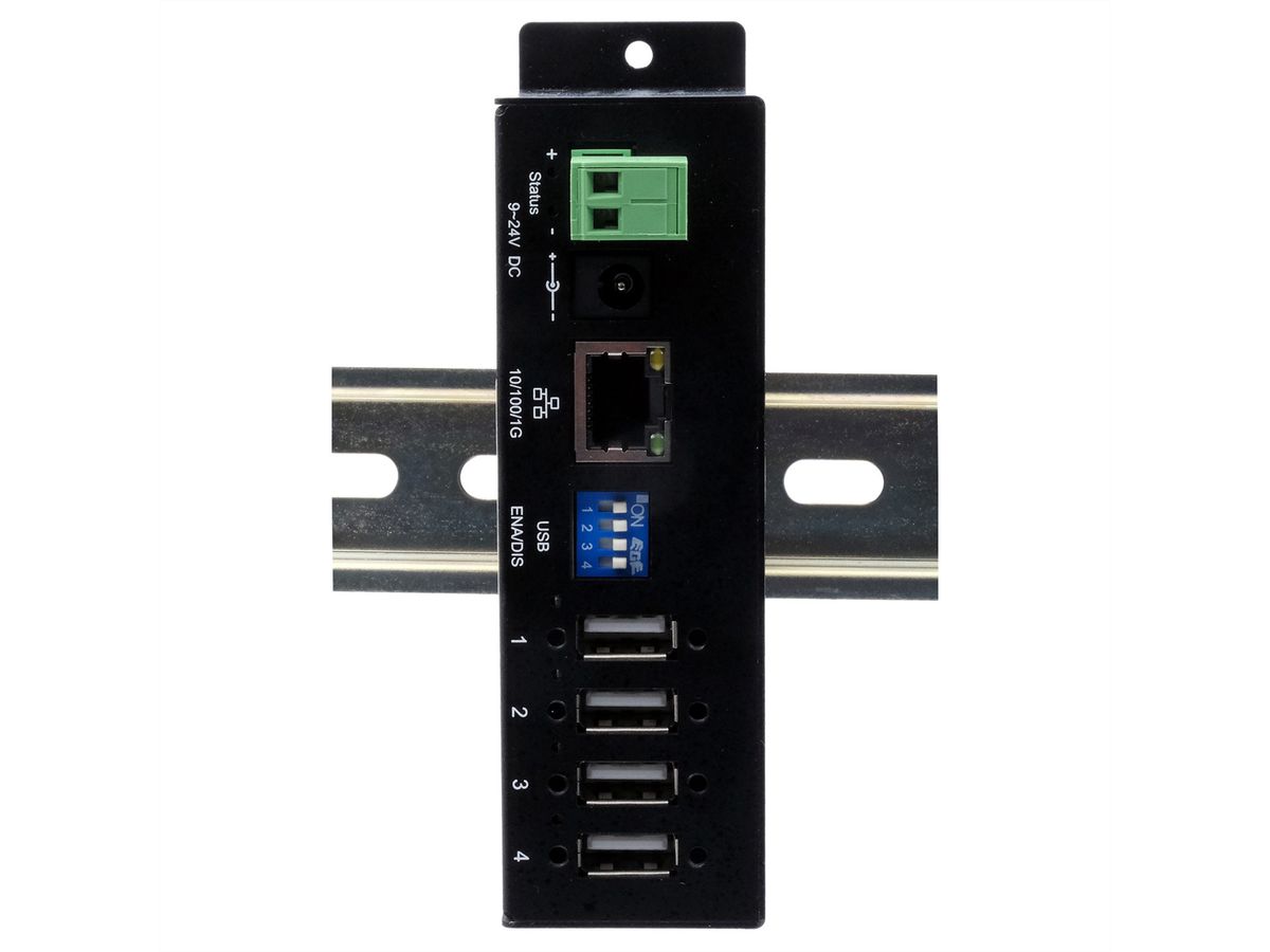 EXSYS EX-6003HMVS Serveur de périphériques 4x USB 2.0, entrée 9V-24V DC, boîtier métallique