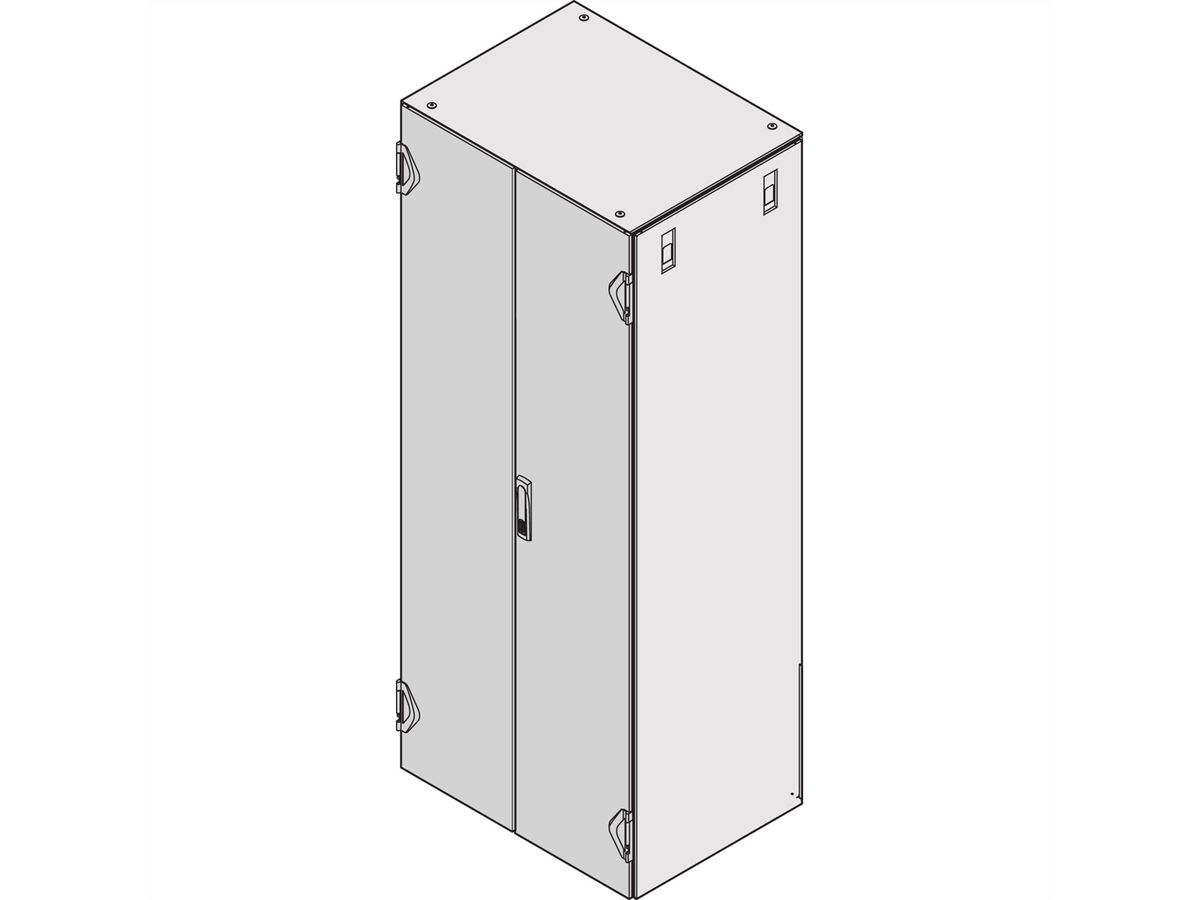 Porte double SCHROFF Varistar, IP 20, neutre, verrouillage en 3 points, 2 charnières, RAL 7021, 2000H 600W