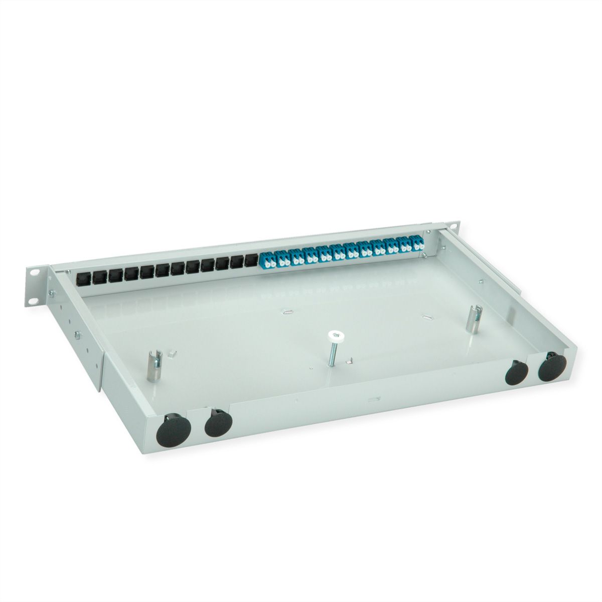 TELEGÄRTNER BASIS V Panneau FO avec coupleurs, 12x LC Duplex, bleu, OS2