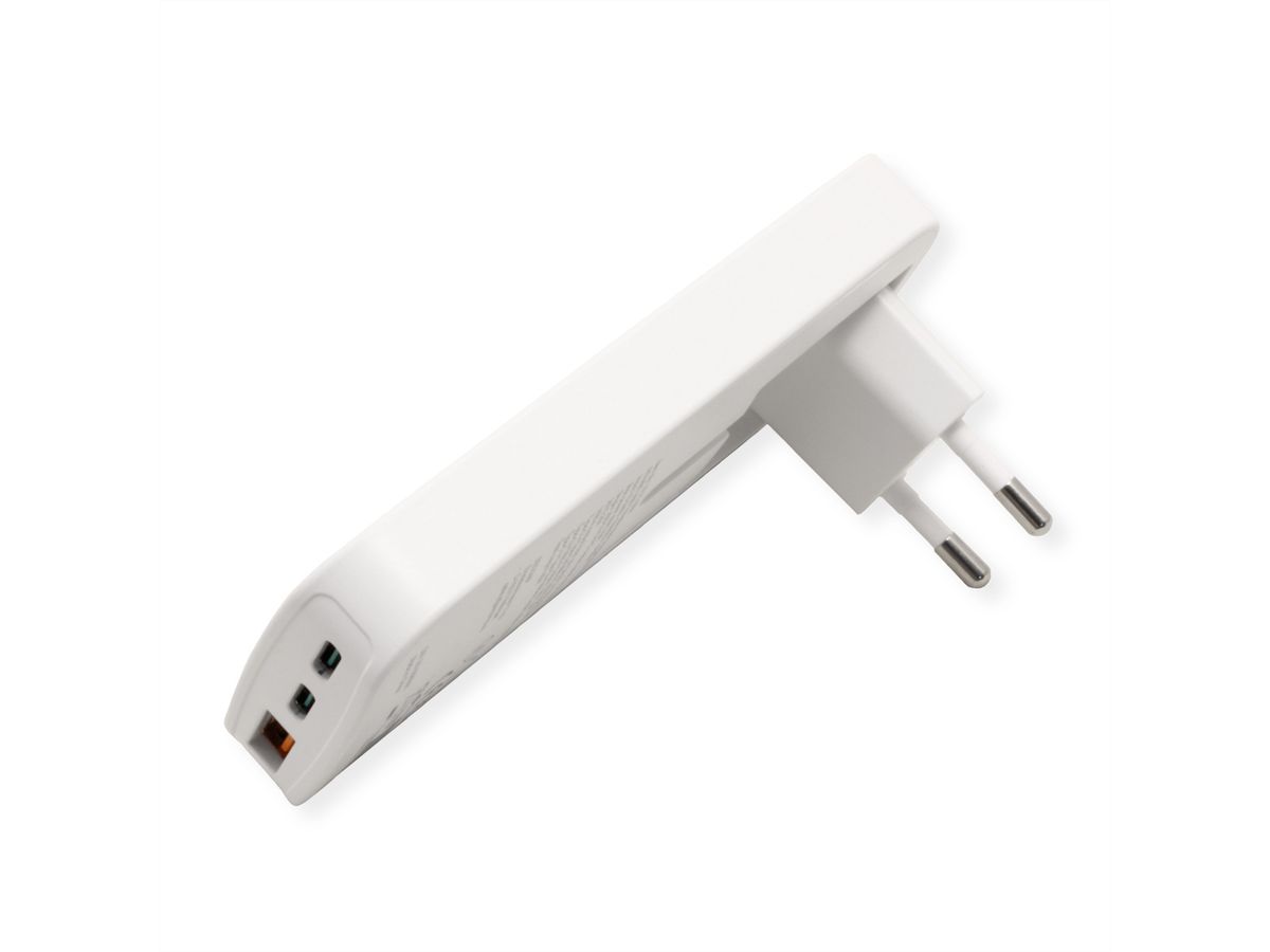 ROLINE Chargeur USB extra plat, avec prise Euro pliable, 65W