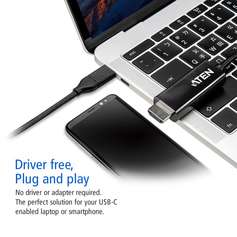 ATEN UC3238 Convertisseur USB-C à HDMI 4K, 2,7 m