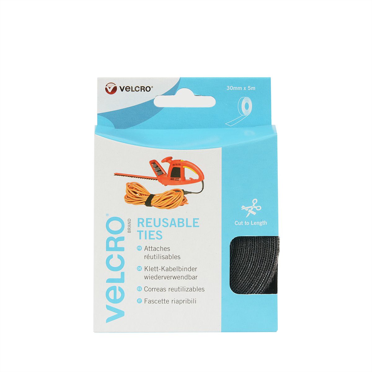 VELCRO® ONE-WRAP Bande 30mmx5m noire, réutilisable