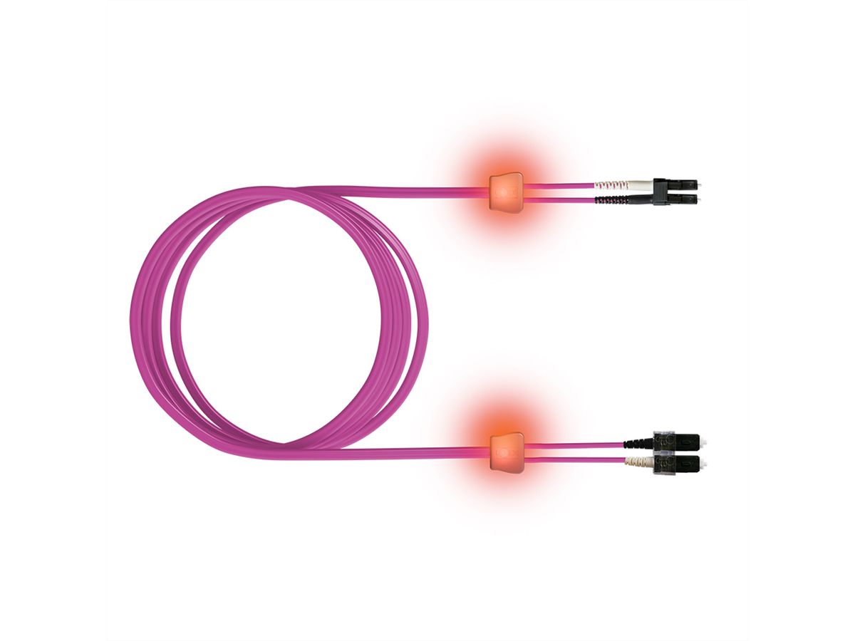 saCon Câble FO duplex 50/125µm OM4, LC/SC, violet, 10 m