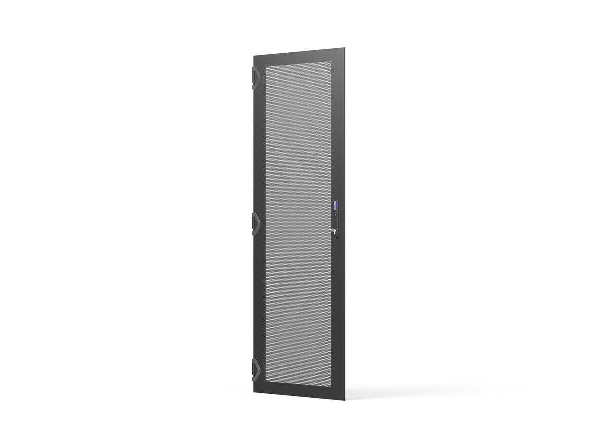SCHROFF Porte 2000H 800 perforée, fermeture 3 points RAL7021