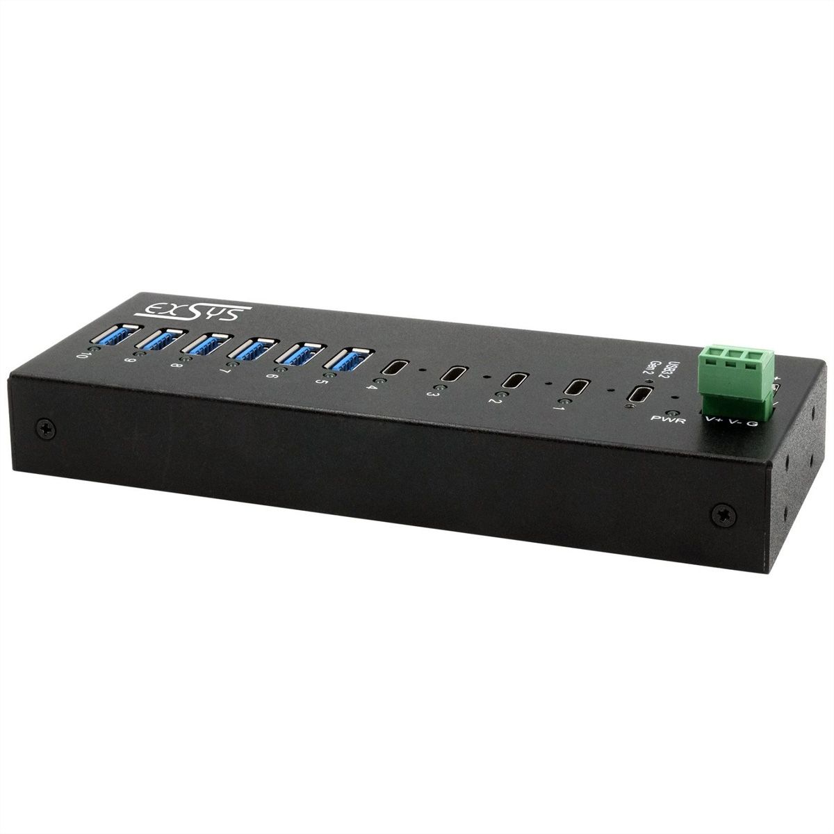 EXSYS EX-12280HMS HUB métallique 10 ports USB 3.2 Gen 2, 4x USB-C et 6x USB-A