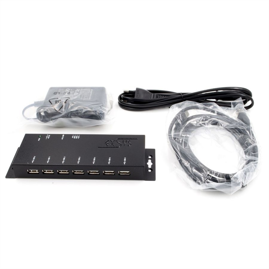 EXSYS EX-1177-2S Hub USB 2.0 à 7 ports, protection contre les surtensions ESD 15 kV