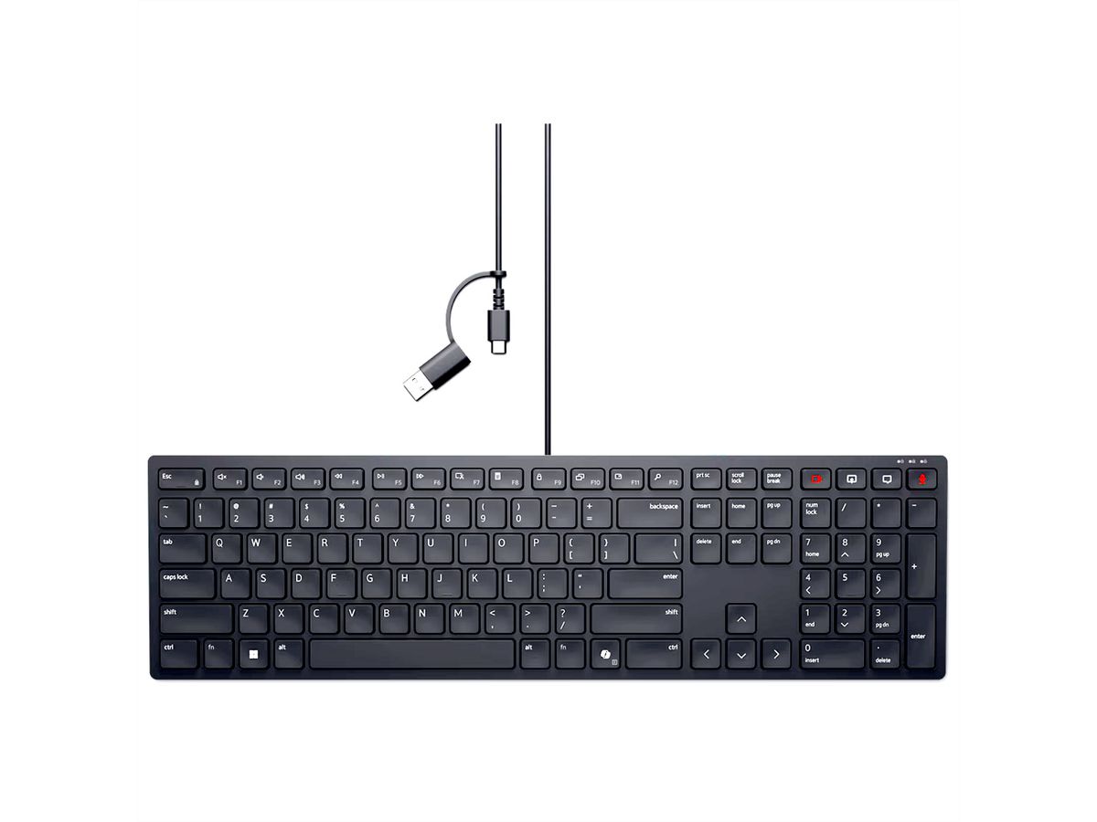 DELL KB525C Clavier filaire de collaboration Dell Pro silencieux, noir