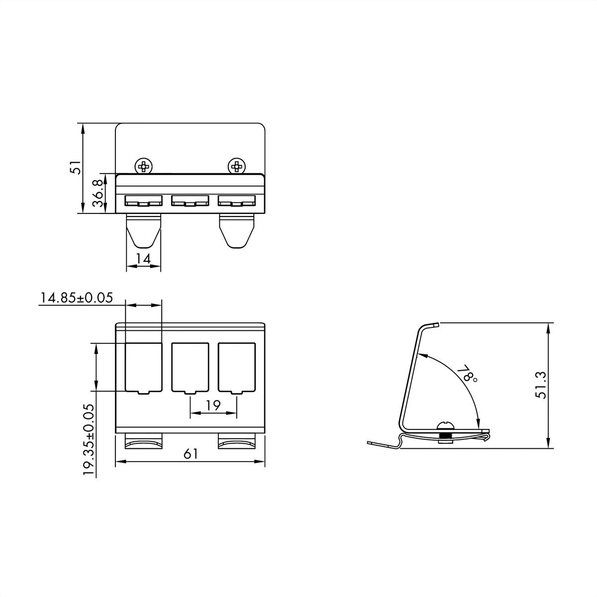 ROLINE Adaptateur pour rail DIN, vide, pour 3 Keystones