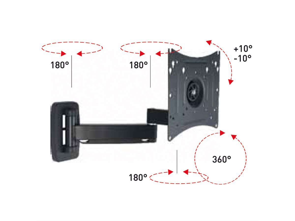 ROLINE Bras LCD pivotant, extra long, 5 pivots, montage mural