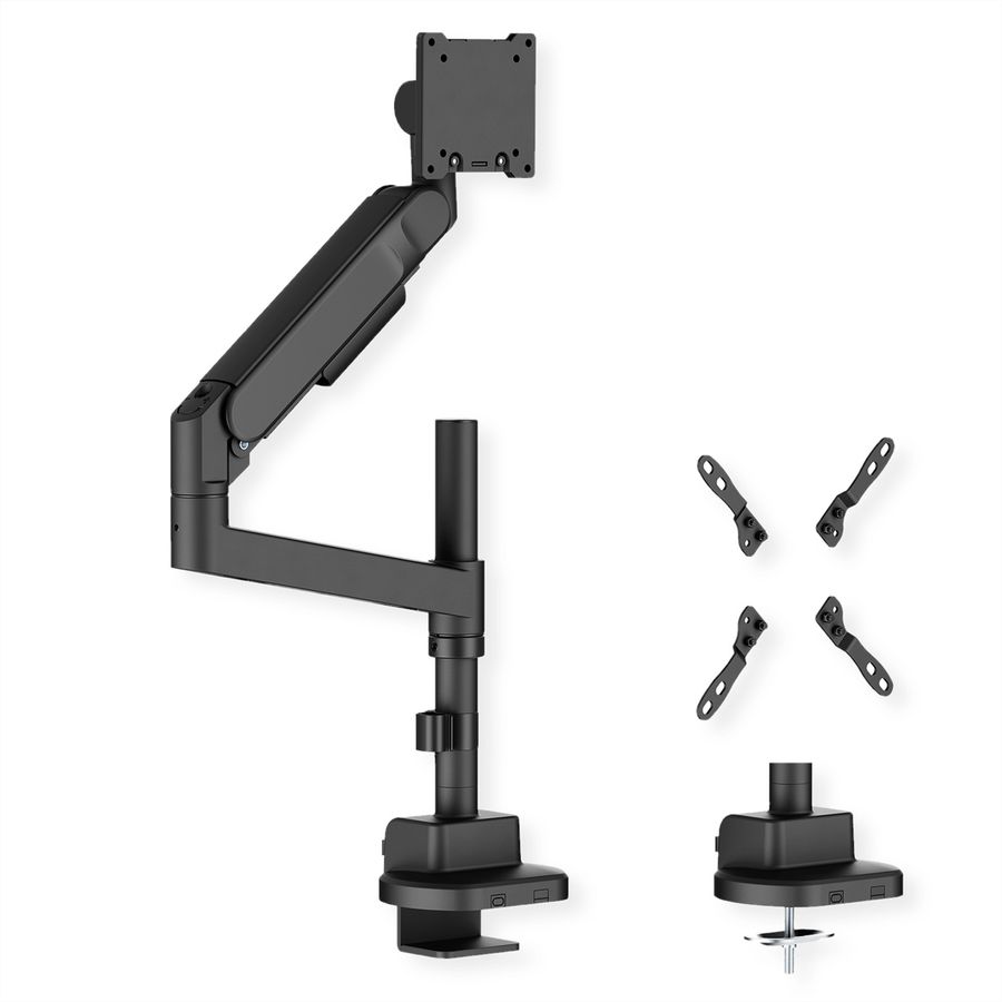 ROLINE Support LCD lourd, montage sur bureau, 4 articulations, jusqu'à 22/27 kg, noir