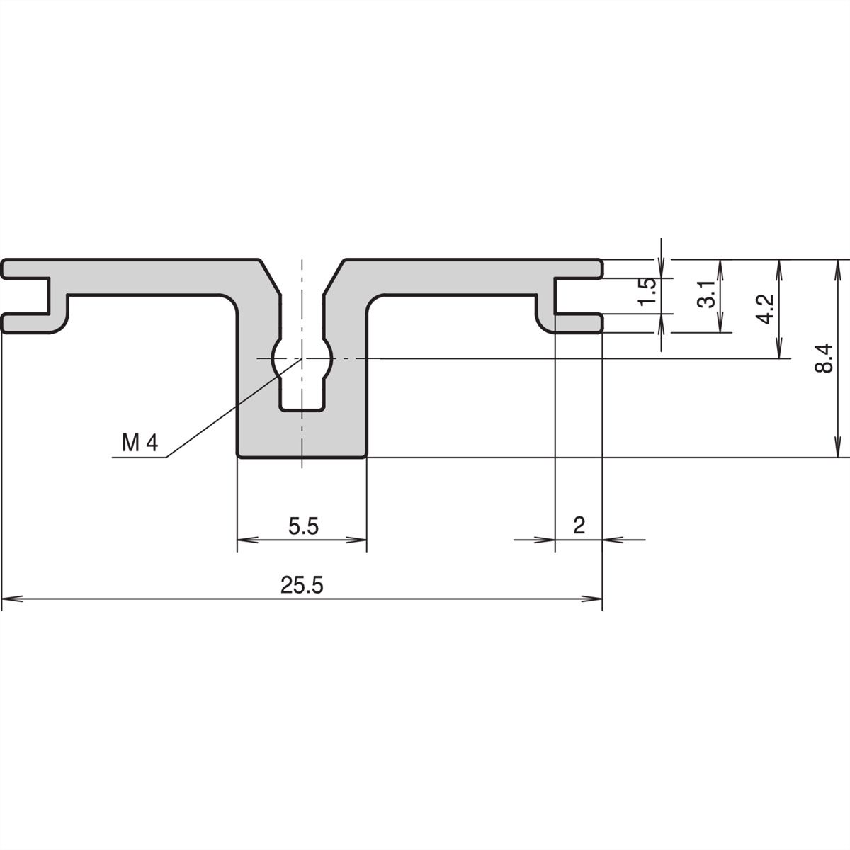 Rail horizontal arrière SCHROFF, type AB pour guides de cartes d'E/S arrière, 20 HP