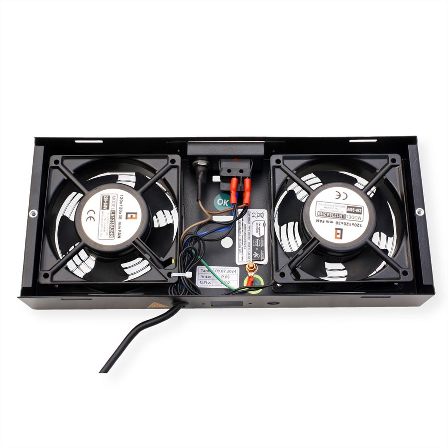 ROLINE 19" Unité de ventilation, 2 ventilateurs, pour boîtier mural, noir