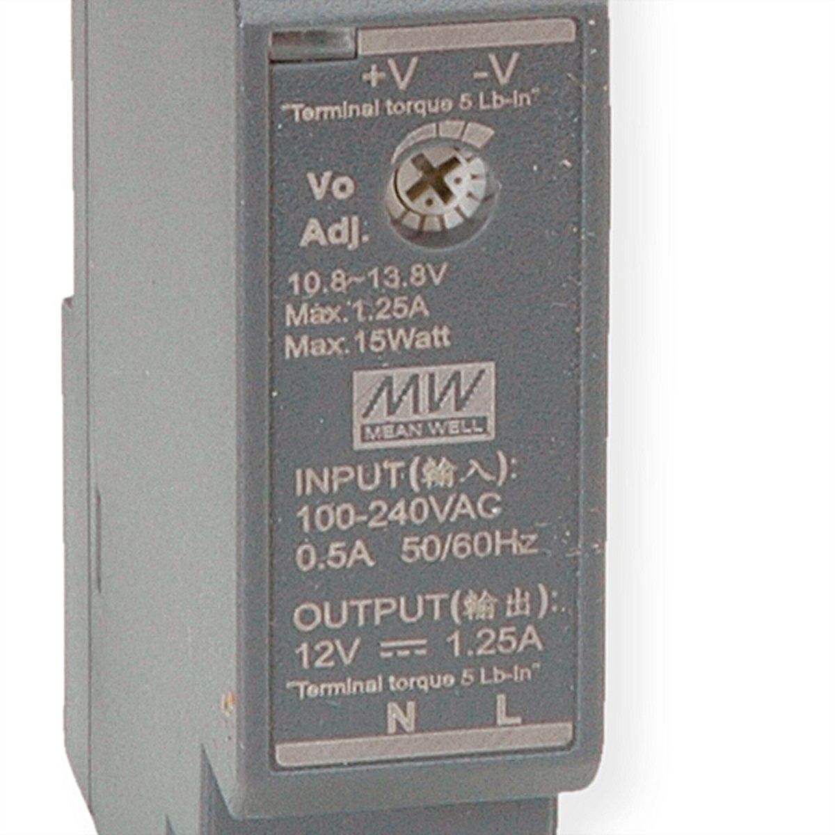 MEAN WELL HDR-15-12 Alimentation industrielle DIN 15W 12V DC, Anthracite