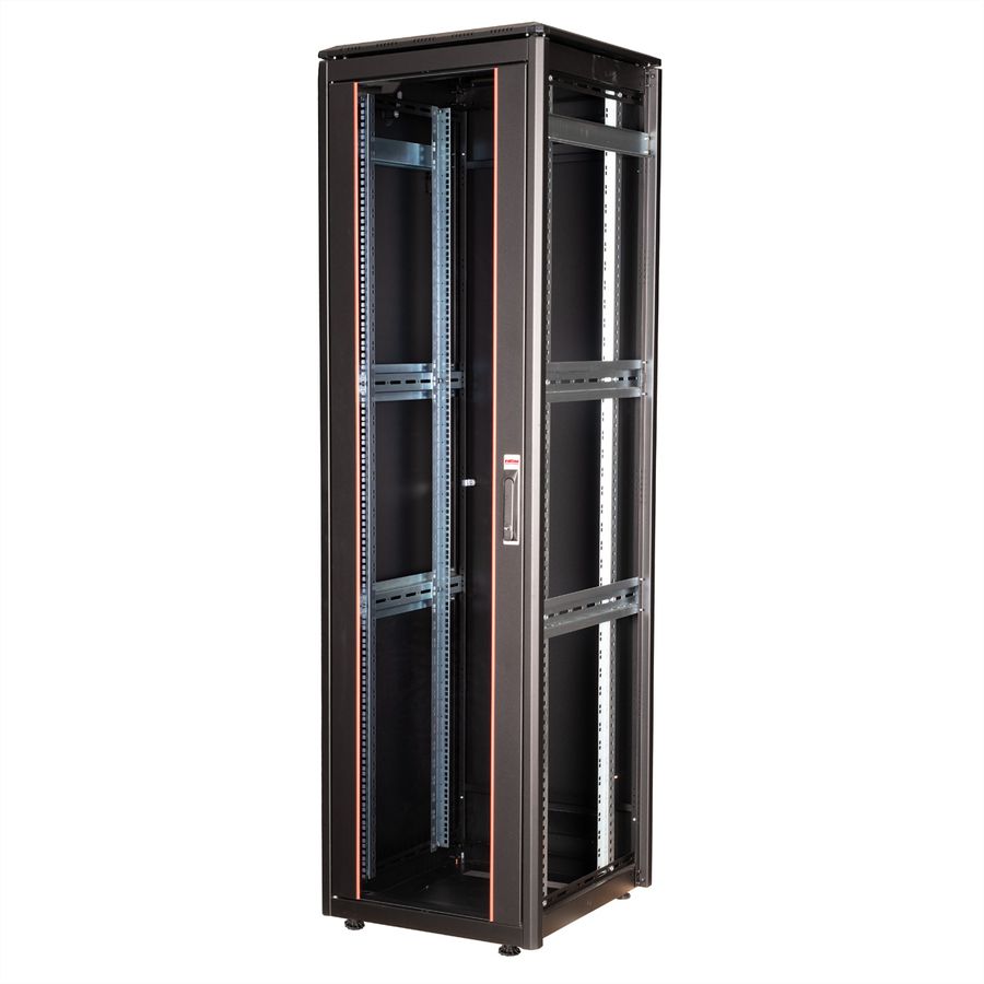 ROLINE 19" Baie réseau Pro 42U, 600x600 LxP Porte verre noir