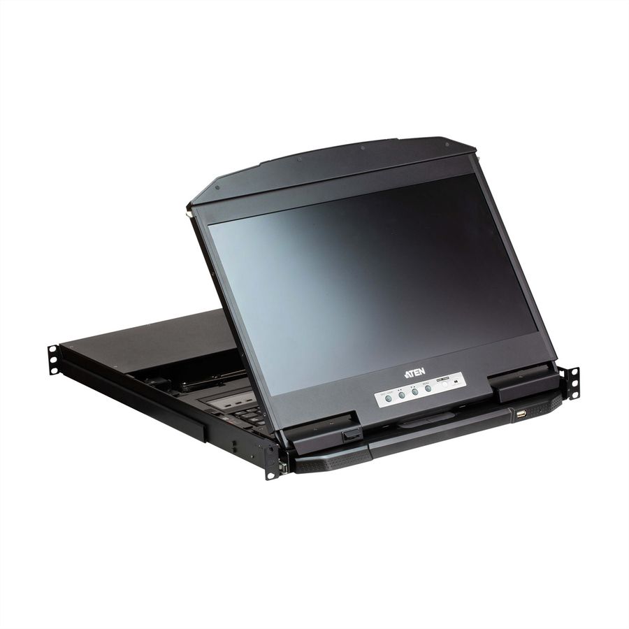 ATEN CL3884NW Commutateur KVM HDMI multivue LCD de 18,5" à deux rails USB 4 ports, FR-Layout