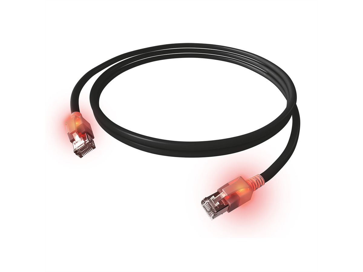Cordon EasyLan DualBoot® LED Cat.6A (Classe EA) S/FTP, LSOH, noir, 10 m