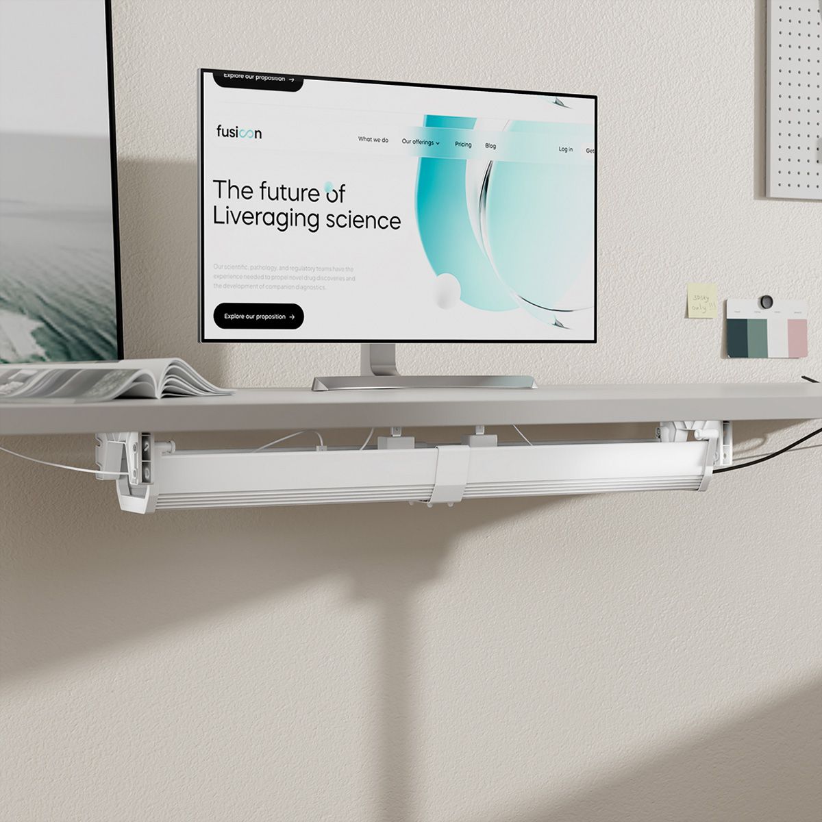 ROLINE Easy2Open Canal de câbles, montage sous le bureau, blanc, 85,8 cm