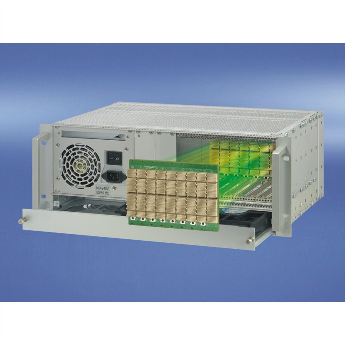 SCHROFF 4 U, 9 slots, avec Rear I/O et alimentation ATX