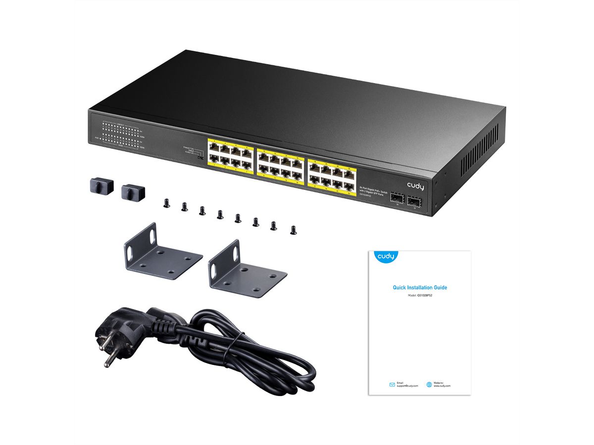 CUDY GS1028PS2 Switch 24P Gigabit PoE+, 2 ports SFP 300W
