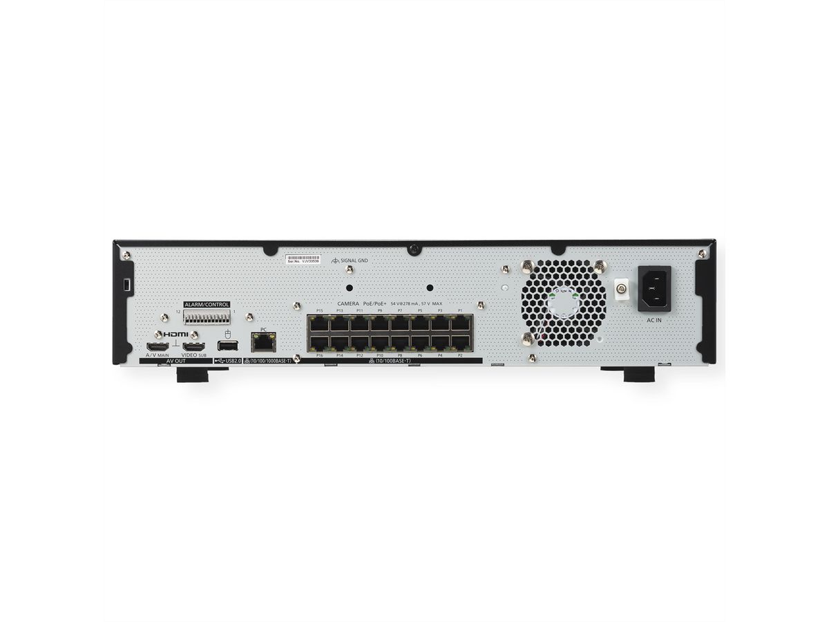 i-PRO WJ-NU301 NVR Enregistreur vidéo en réseau, 16-CH, 16x PoE