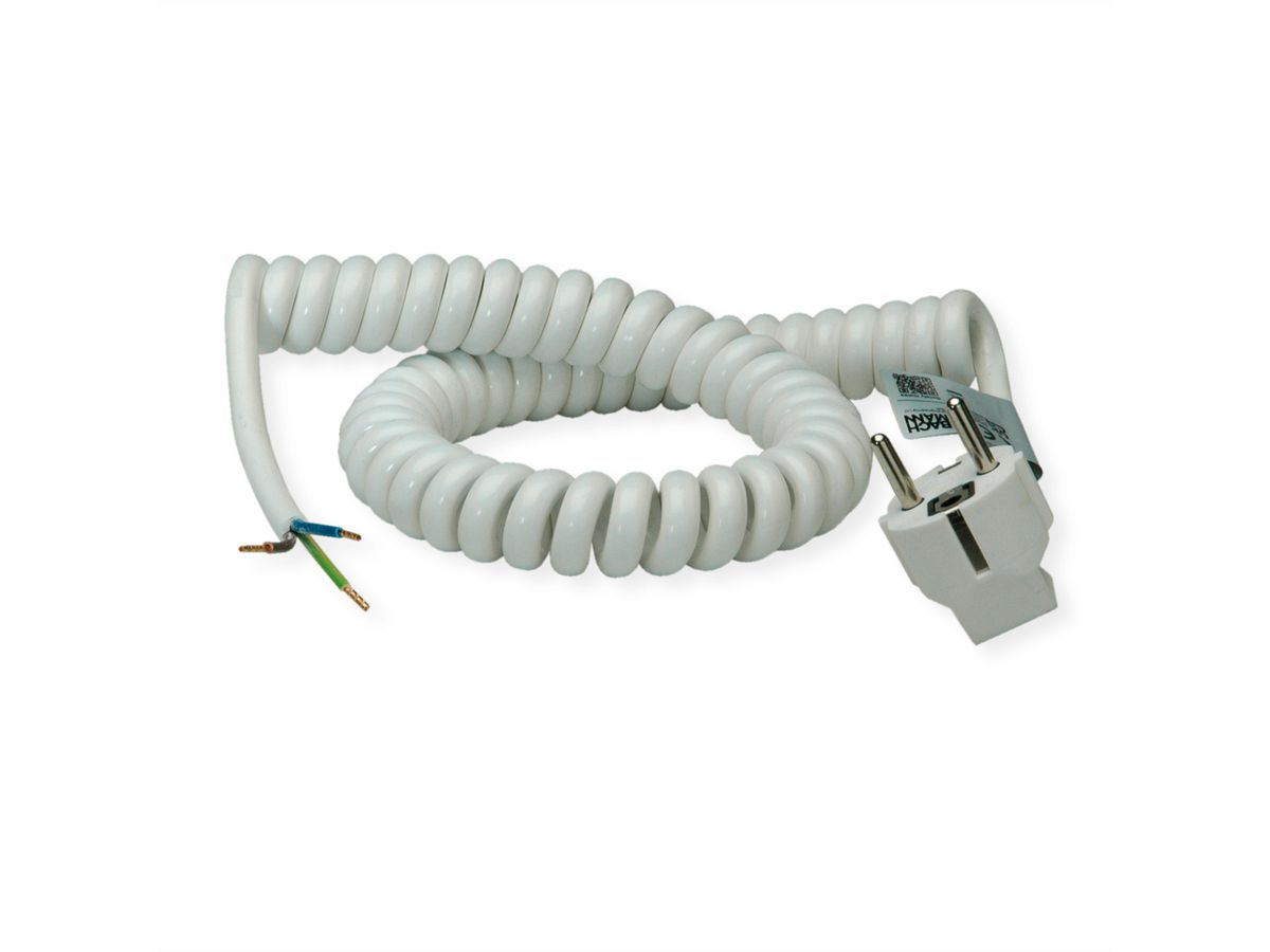 BACHMANN Câble spirale 0,5-2m blanc, H05VV-F 3G1,5mm² AEH/CEE7/7