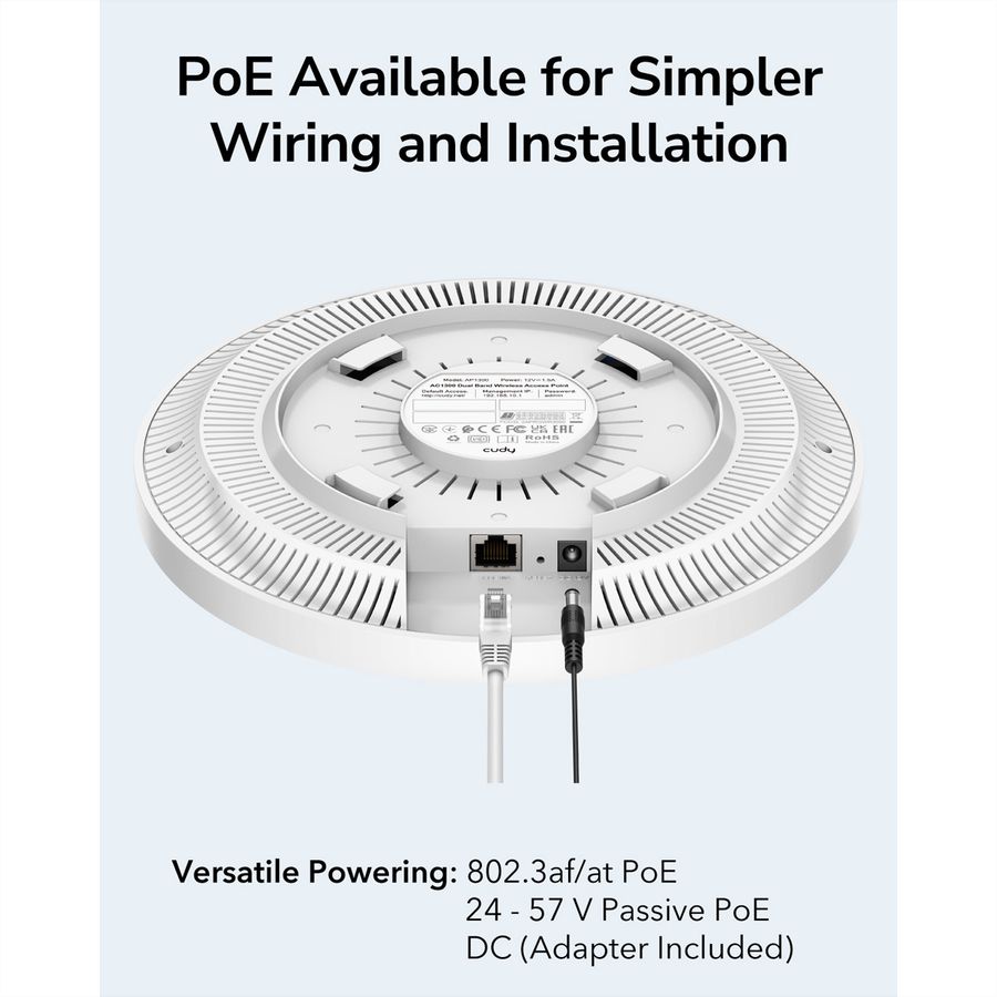 CUDY AP1300 AC1200 Point d'accès WiFi, Gigabit