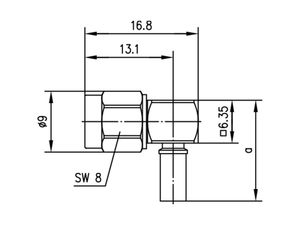 TELEGÄRTNER Connecteur SMA coudé pour RG-223/U, RG-142B/U