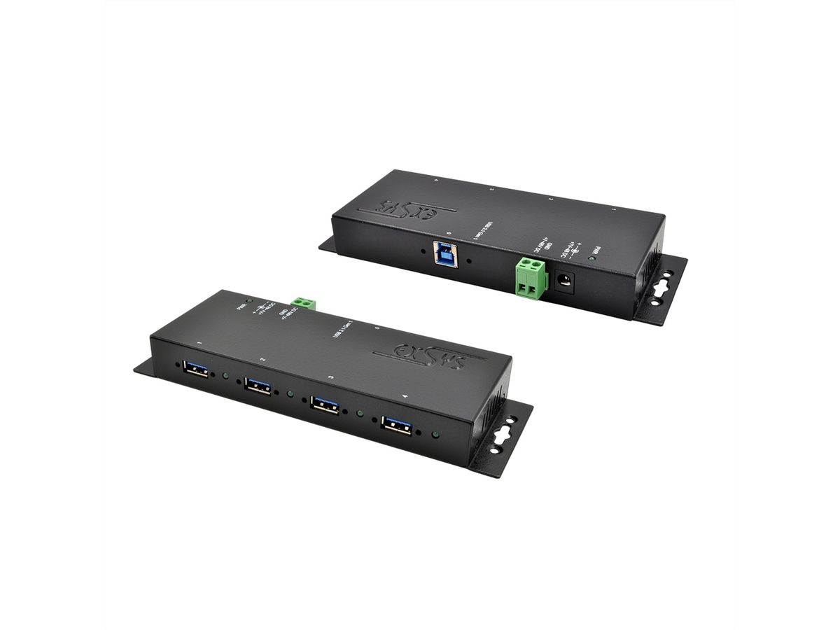 EXSYS EX-1183HMVS-2 Hub USB 3.2 Gen1 métal à 4 ports, protection de surtension 15KV ESD