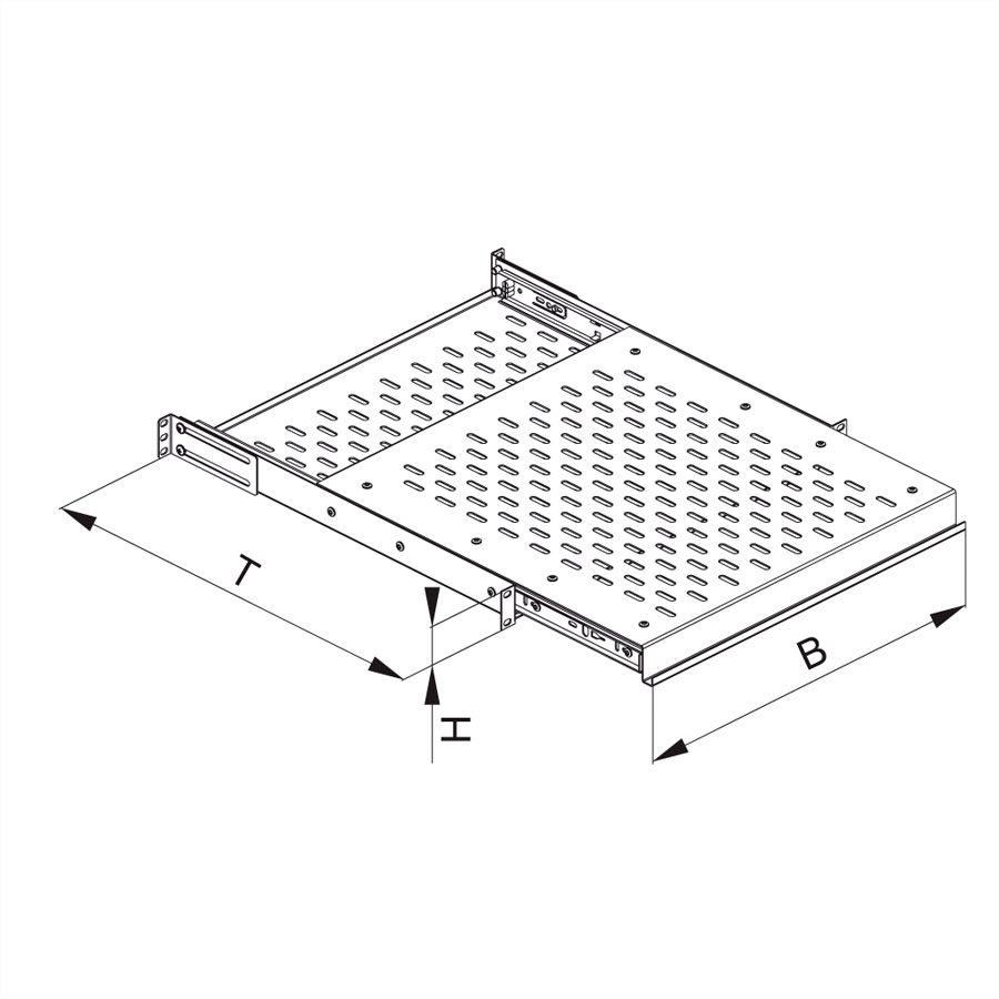 CONTEG Etagère 19" télescopique, 435 x 505 mm, 80kg