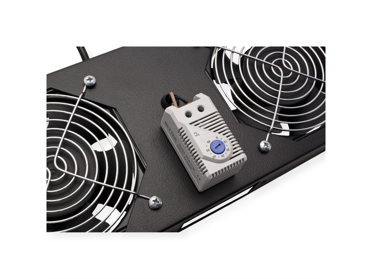 ROLINE Unité de ventilation 2 ventilateurs, thermostat , pour boîtier mural 19", noir