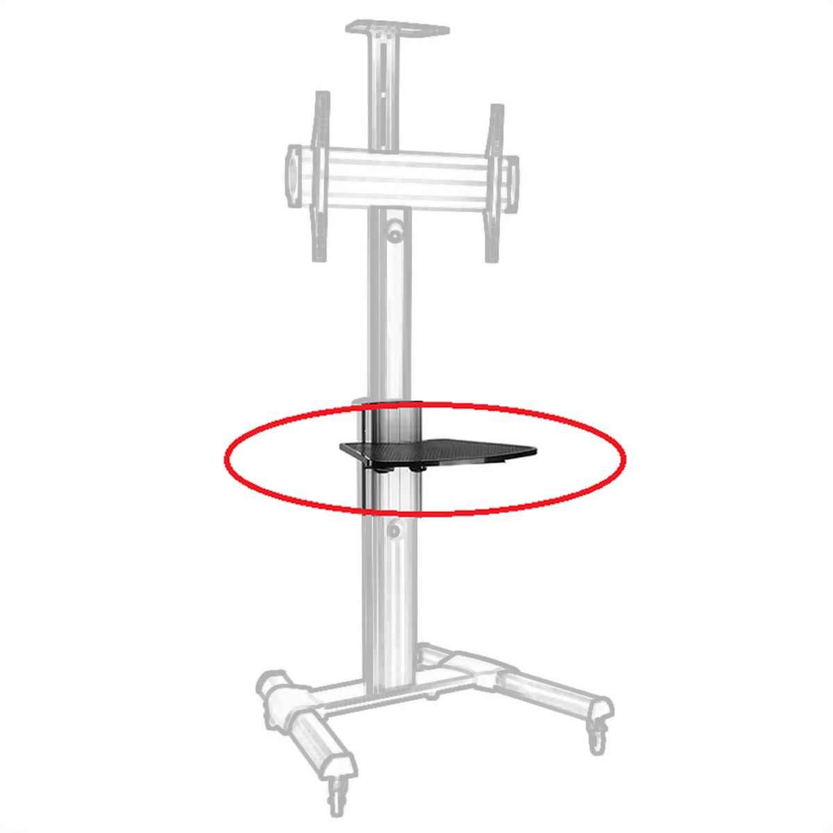 Support supplémentaire ROLINE Support LCD/TV sur roues, argent, jusqu'à 10kg, pour ROLINE 17.03.1260, noir