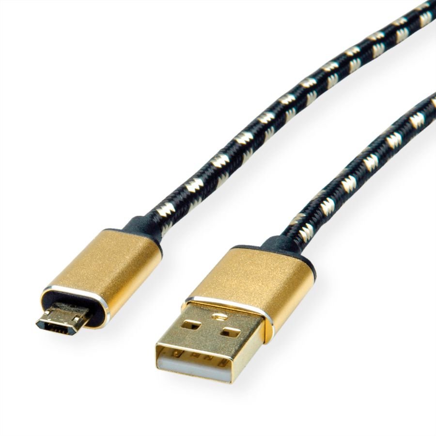 ROLINE GOLD Câble USB 2.0, USB A mâle - Micro USB B mâle, 1,8 m