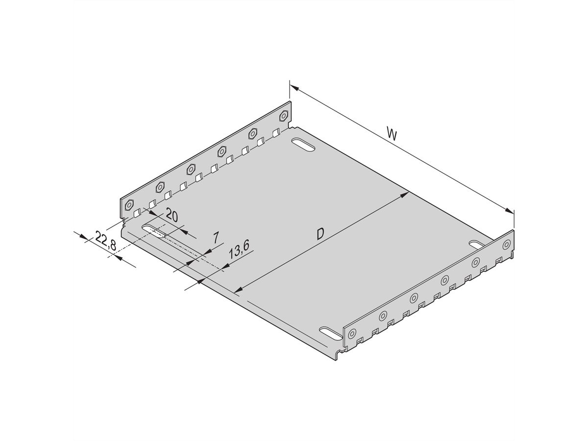 Plaque de montage SCHROFF EuropacPRO pour utilisation avec plaque de recouvrement, 84 HP, 220 mm de longueur de panneau