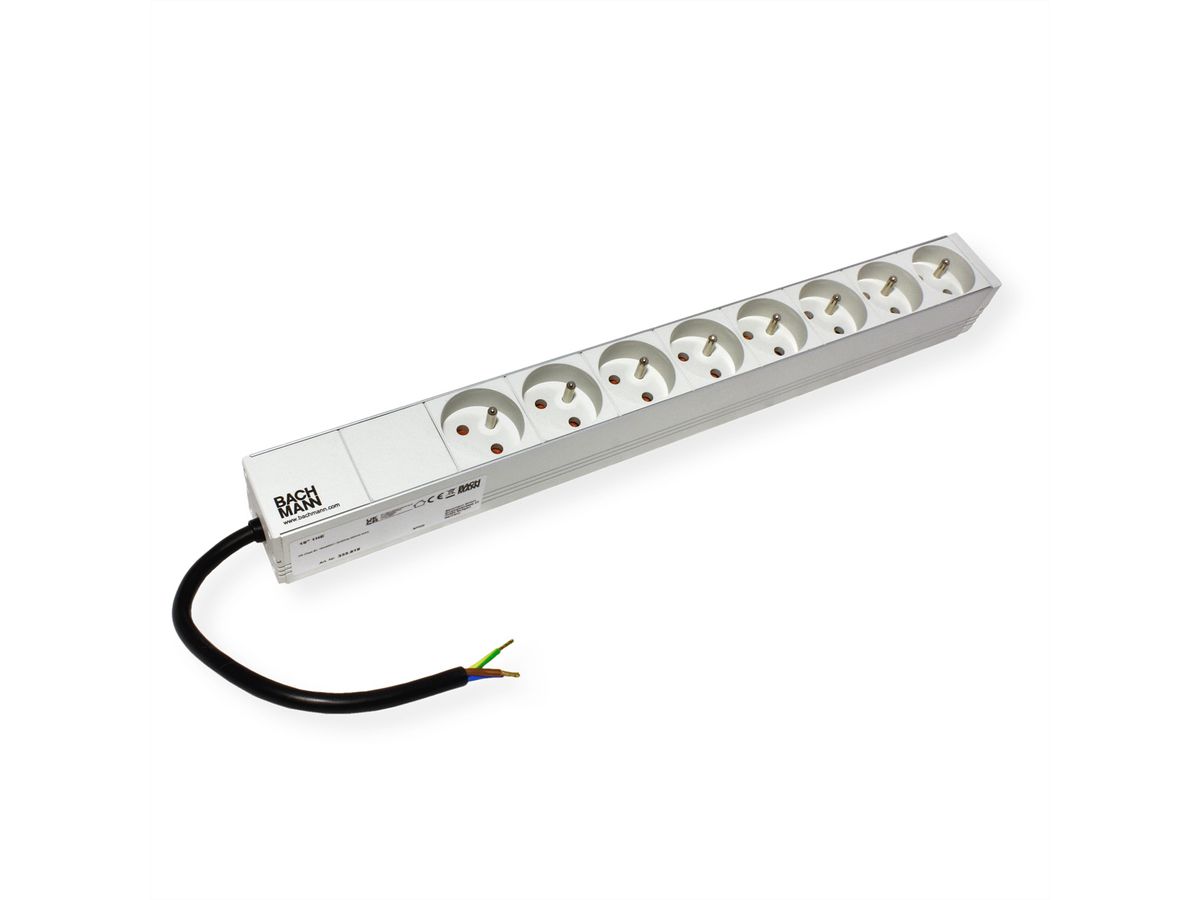 BACHMANN 19" 1UH 8xUTE 1xBornier, Avec câble ouvert de 10cm