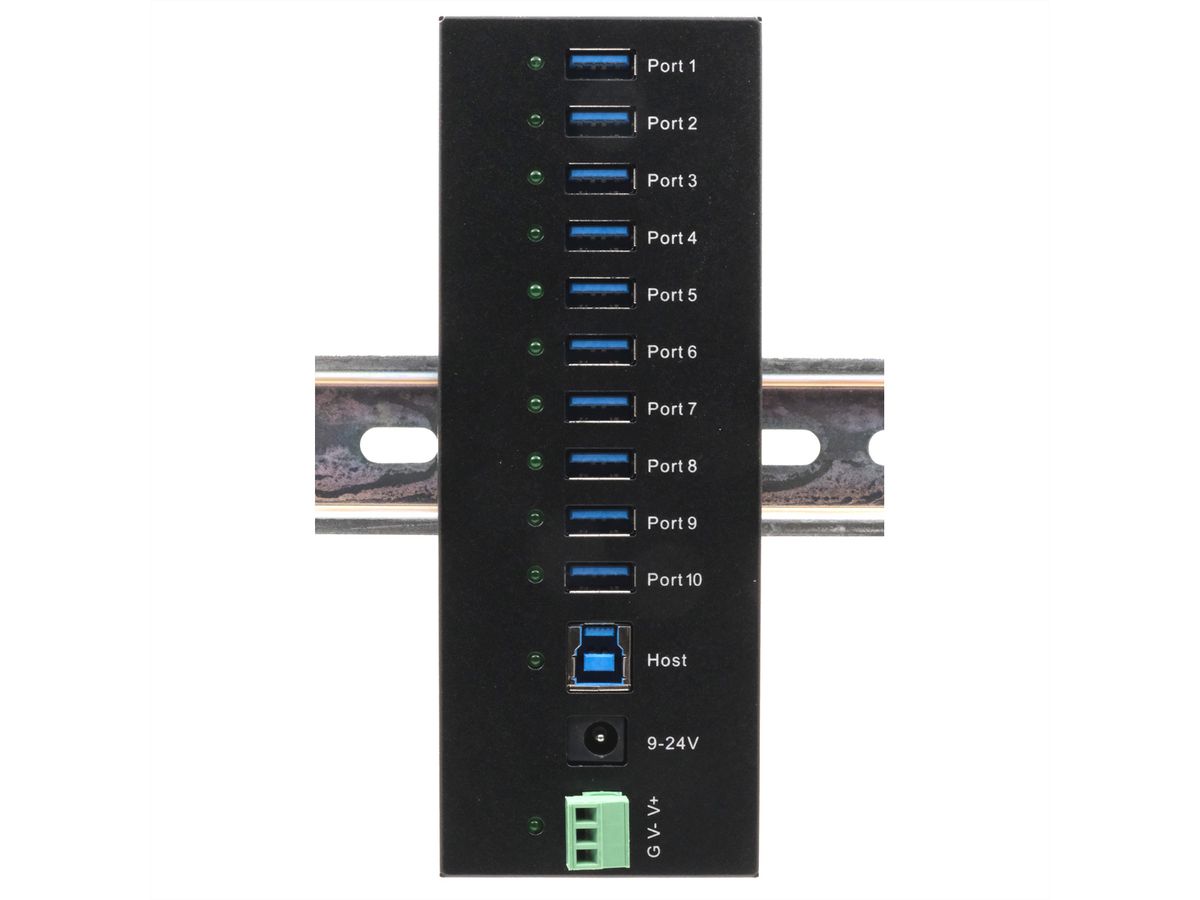 EXSYS EX-11230HMS HUB 10 ports USB 3.2 Gen 1 Din-Rail Kit et mur VIA VL811+ Chipset