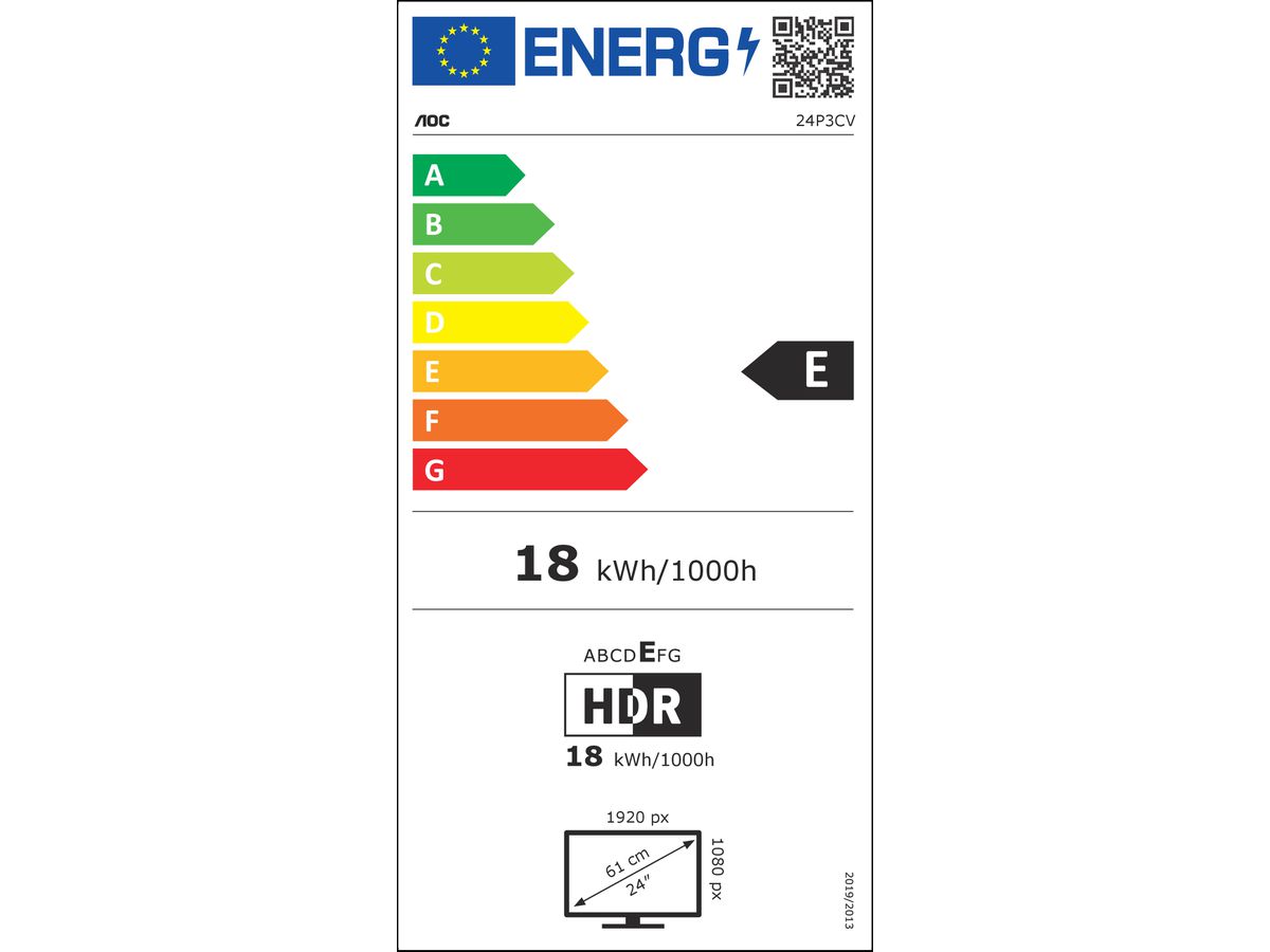 AOC 24P3CV LED display 60,5 cm (23.8") 1920 x 1080 pixels Full HD Noir