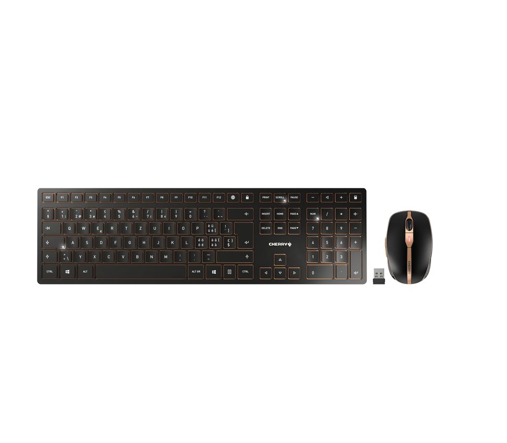 CHERRY DW 9100 SLIM clavier Souris incluse RF sans fil + Bluetooth argent