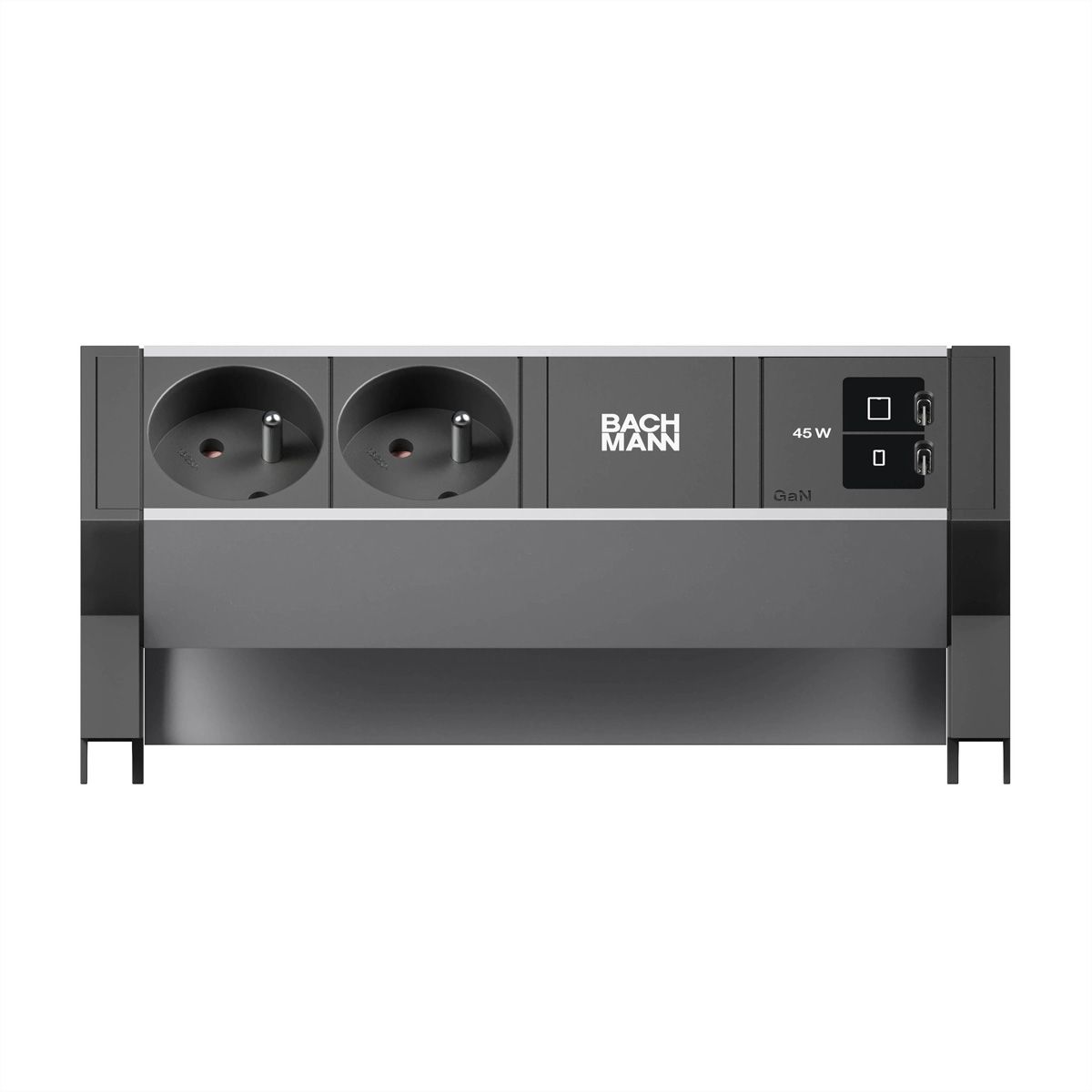 BACHMANN DESK2 ALU BLACK 2xUTE, 1xUSB C/C 45W L=0,2m