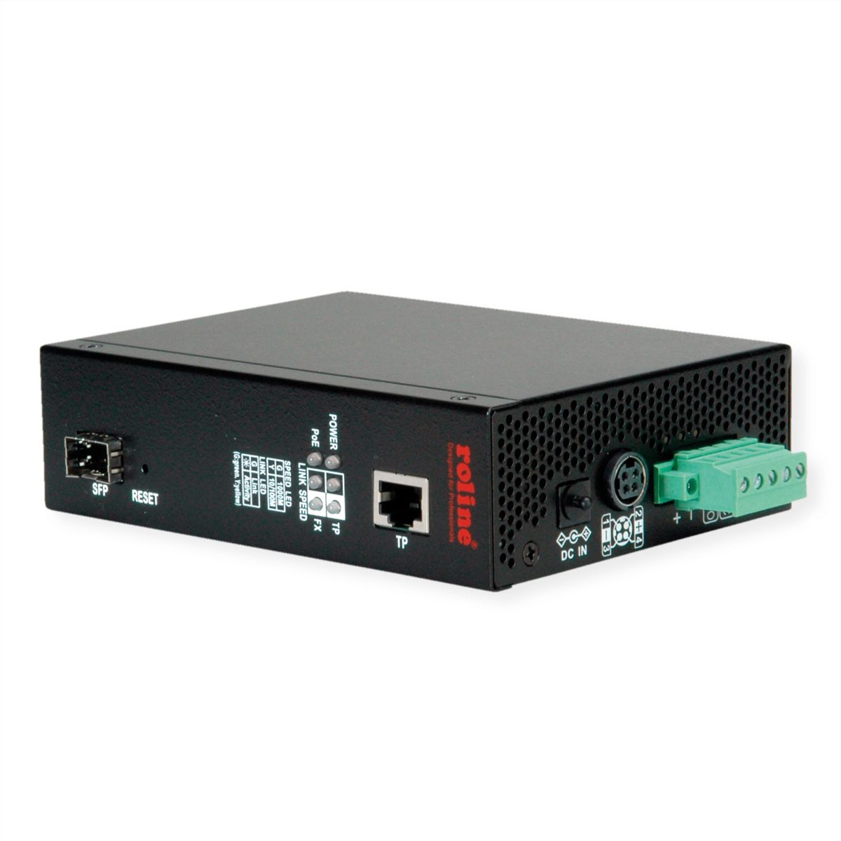 ROLINE Convertisseur industriel Gigabit Dual Speed 100/1000 Fibre, avec fonction PoE