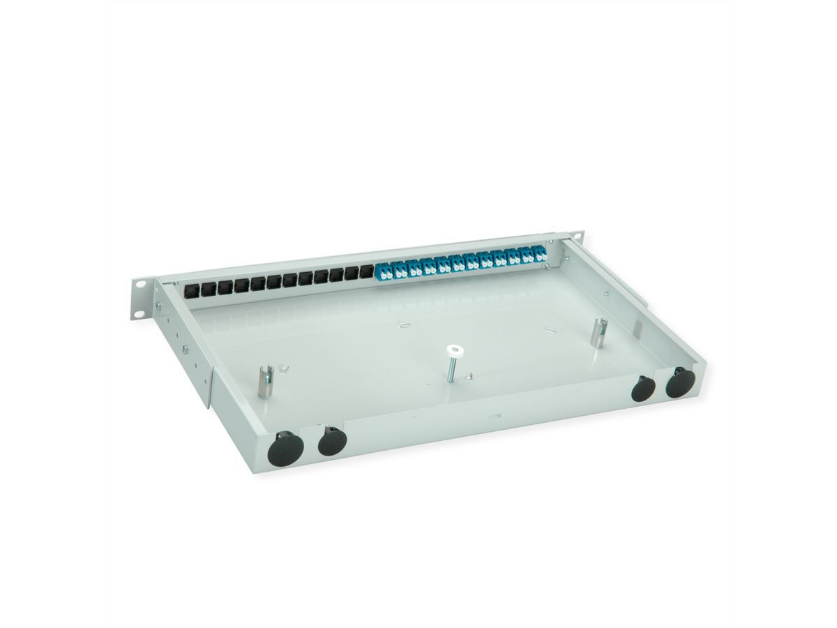 TELEGÄRTNER BASIS V Panneau FO avec coupleurs, 12x LC Duplex, bleu, OS2