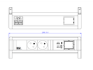 BACHMANN DESK 2xUTE 1xUSB A/C 22W 1xCM GST18 RAL9010