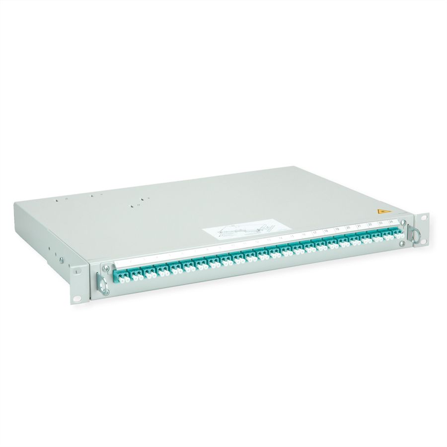 TELEGÄRTNER PROFI V Panneau FO avec coupleurs, 24x LC Duplex, turquoise, OM3