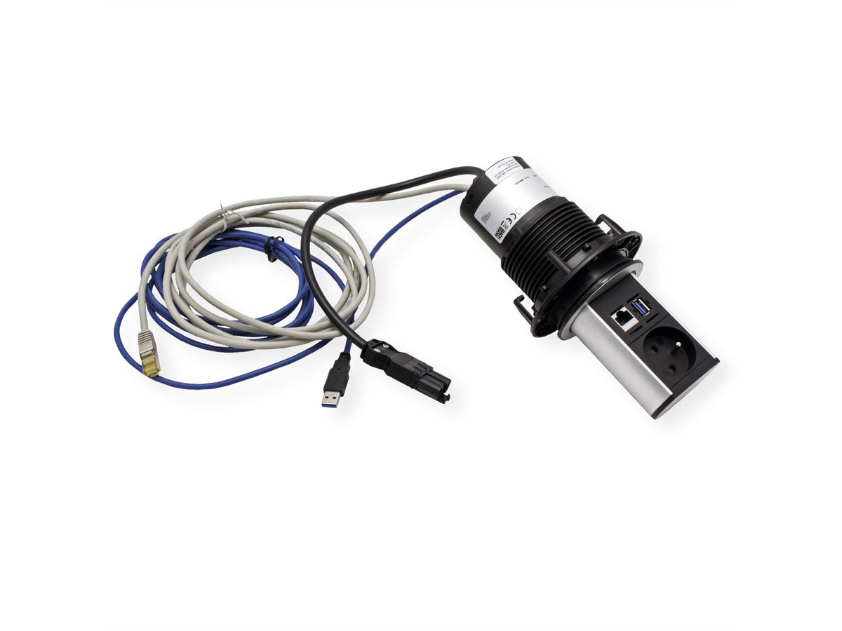 BACHMANN ELEVATOR 1xUTE 1xUSB 1xCAT6A 0,5m GST18 profilé en aluminium anodisé