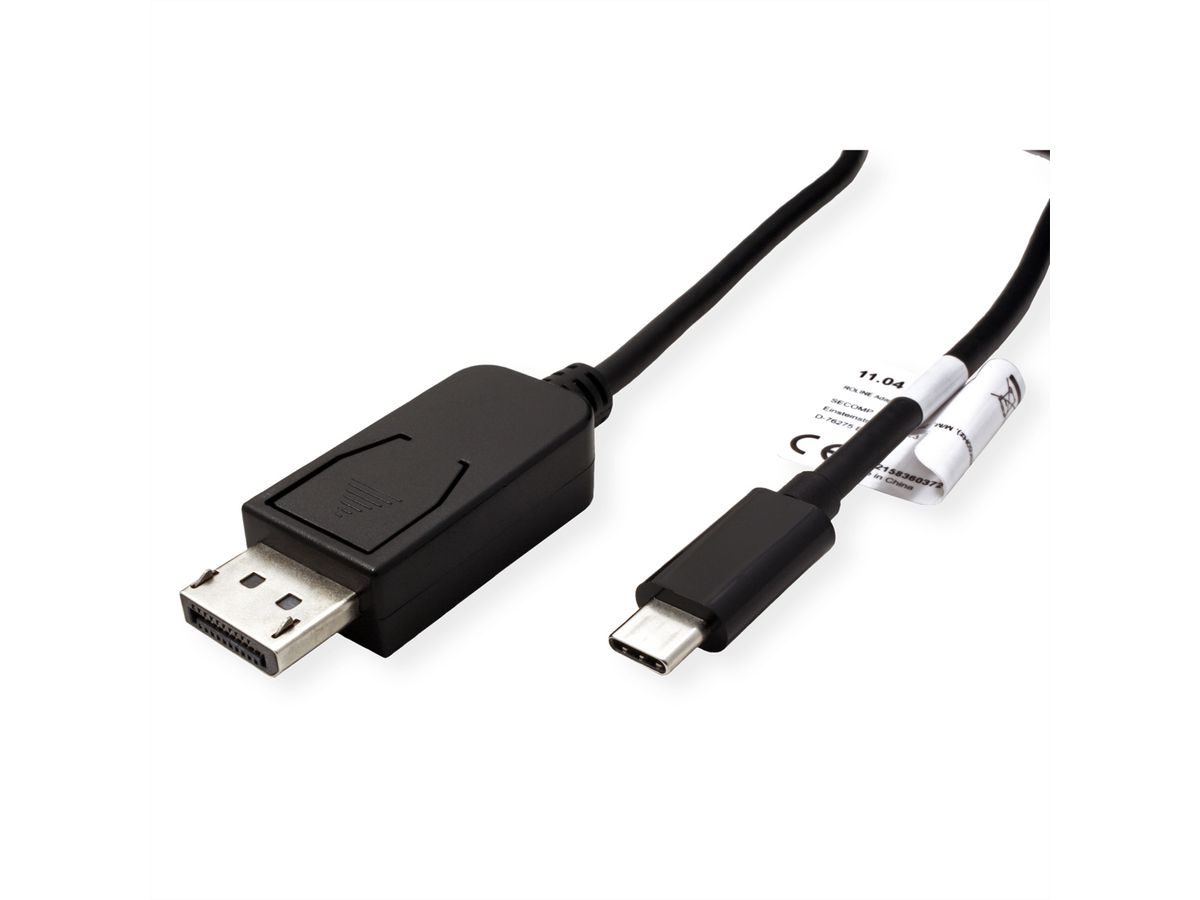 ROLINE Câble adaptateur type C - DisplayPort, v1.4, M/M, 2 m