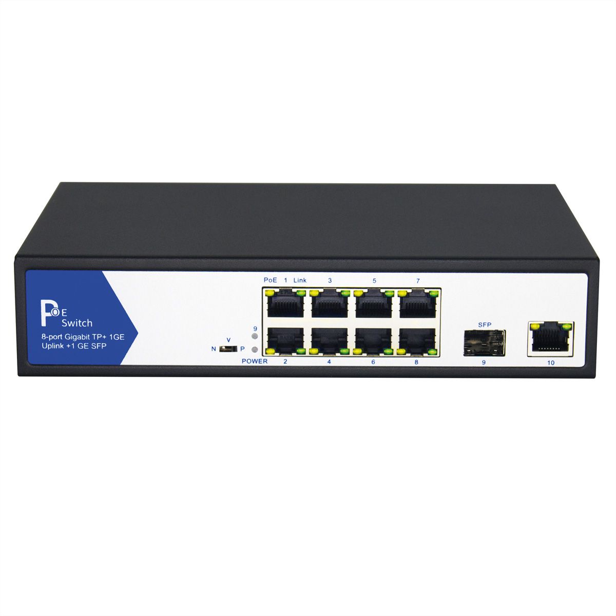 VALUE Switch PoE+ Gigabit Ethernet, 8+2 ports Uplink (1x GbE, 1x SFP)