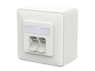 METZ CONNECT E-DAT C6A LSA++ Prise, 2 ports, apparent (AP), blanc signalisation brillant